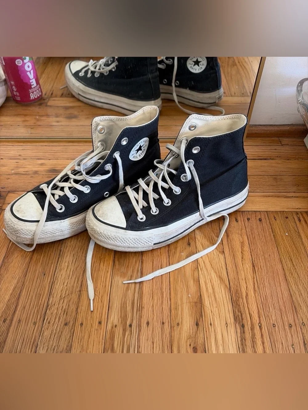 Converse Black and White High Top Platform Sneakers - Picture 2 of 2